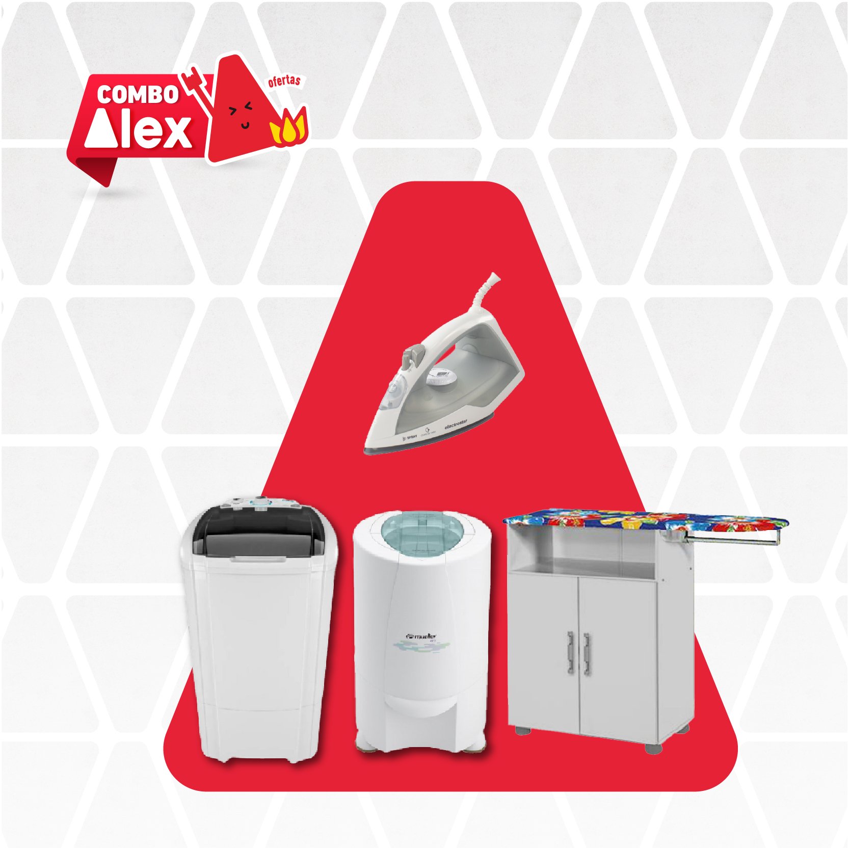 COMBO LAVARROPAS SEMI + CENTRIFUGADORA + MESA DE PLANCHAR + PLANCHA