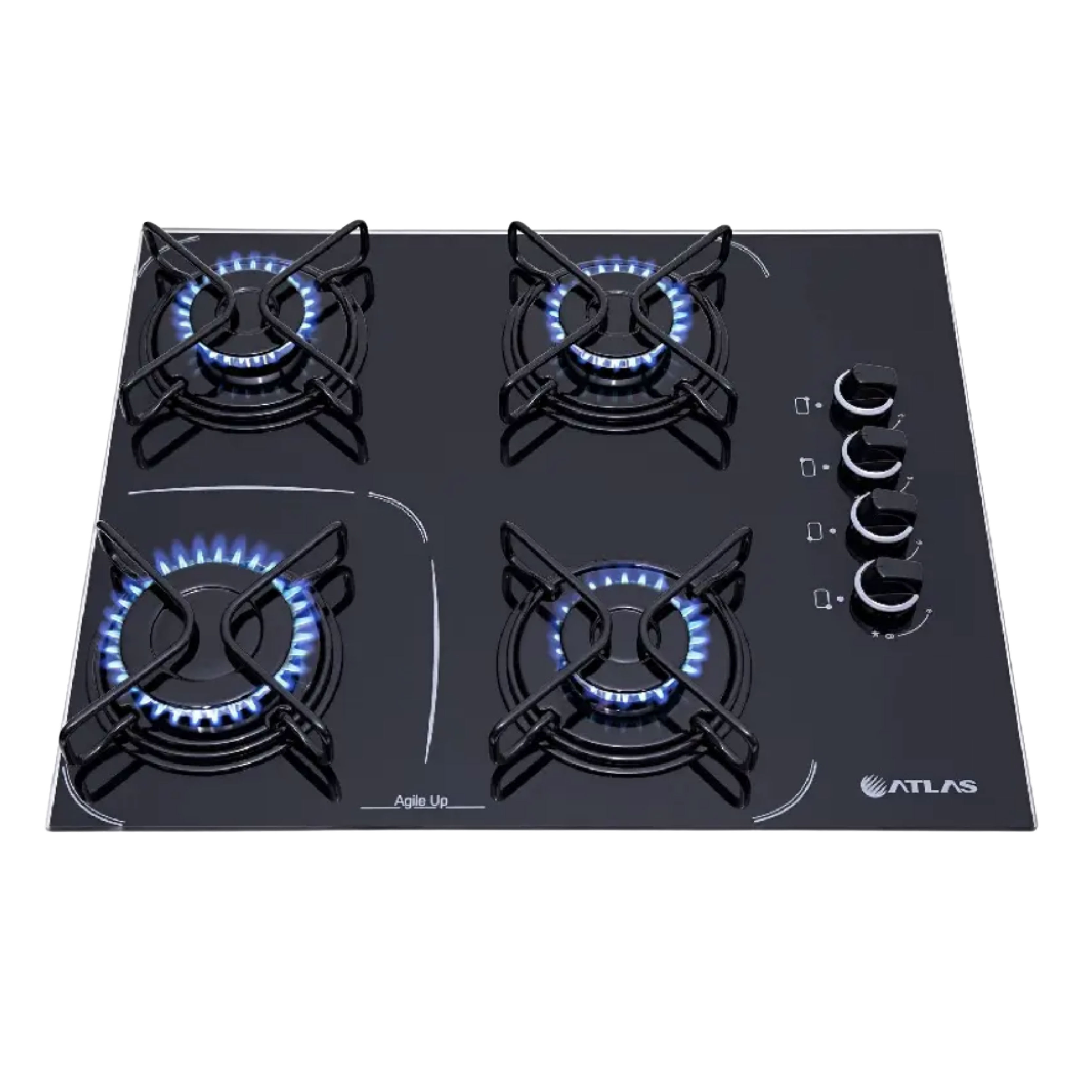 Anafe Atlas A Gas 4H Cooktop Agile Up Glass 1H Mega Llama