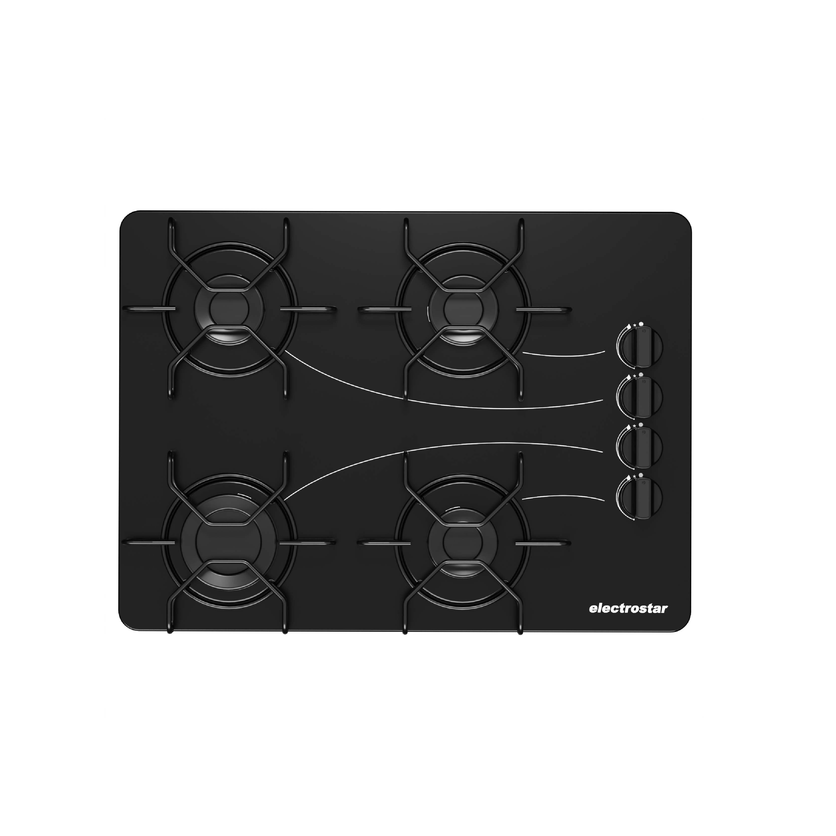 Газовая плита Electrostar CG4031, 4 конфорки, встраиваемая, стекло, чёрная