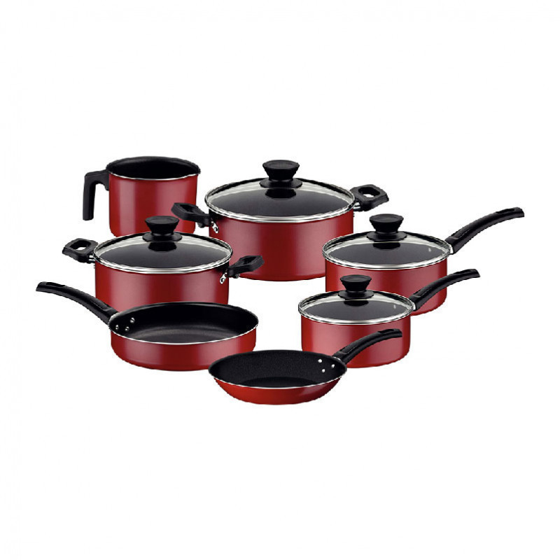Juego De Ollas Tramontina Coimbra T202973 7PZAS Rojo