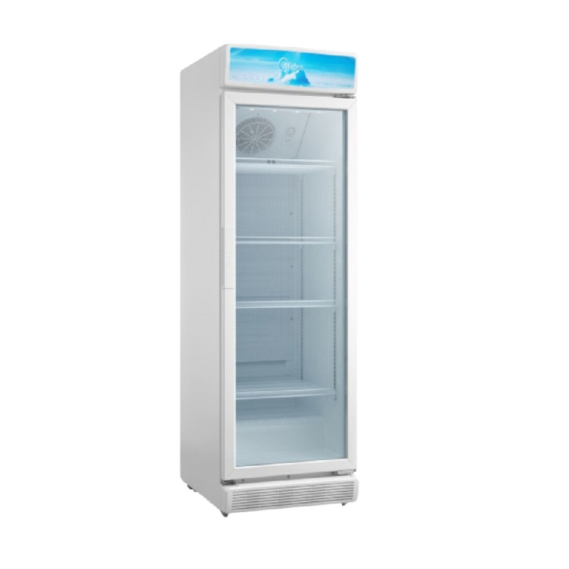Витринный холодильник Visicooler Bajo Cero Midea 326 л с рекламной полосой