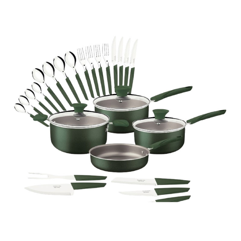 Juego De Ollas Tramontina 28399/205 + Cub 25PZAS Verde