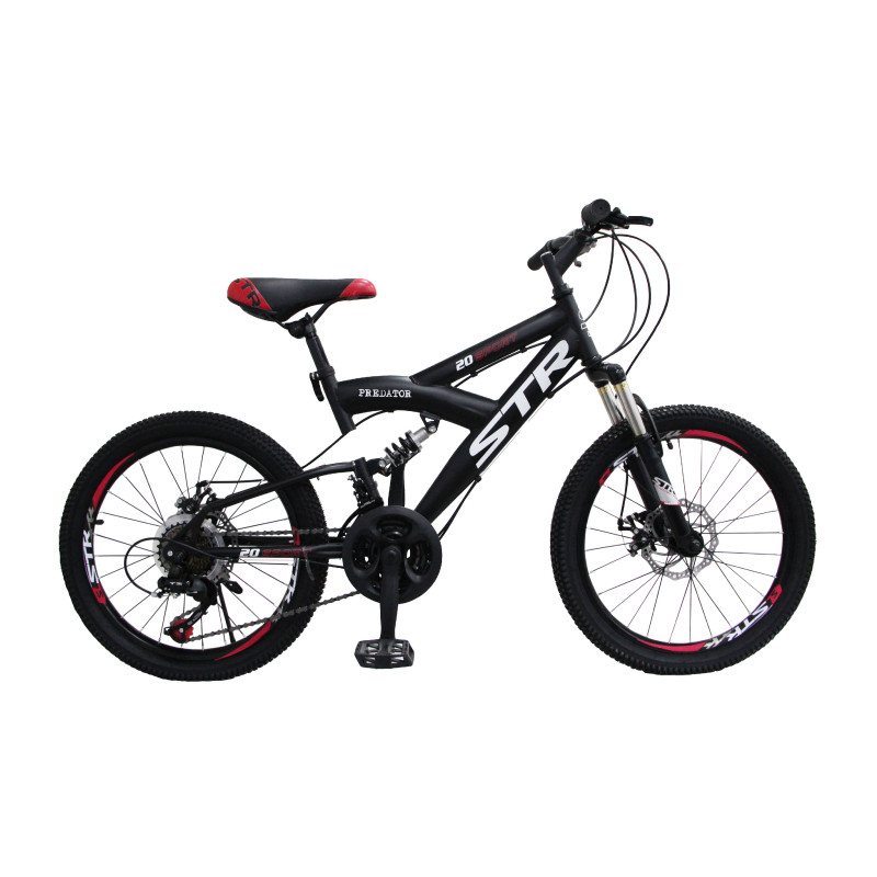 Велосипед STR Predator Full, чёрный, 20", дисковые тормоза