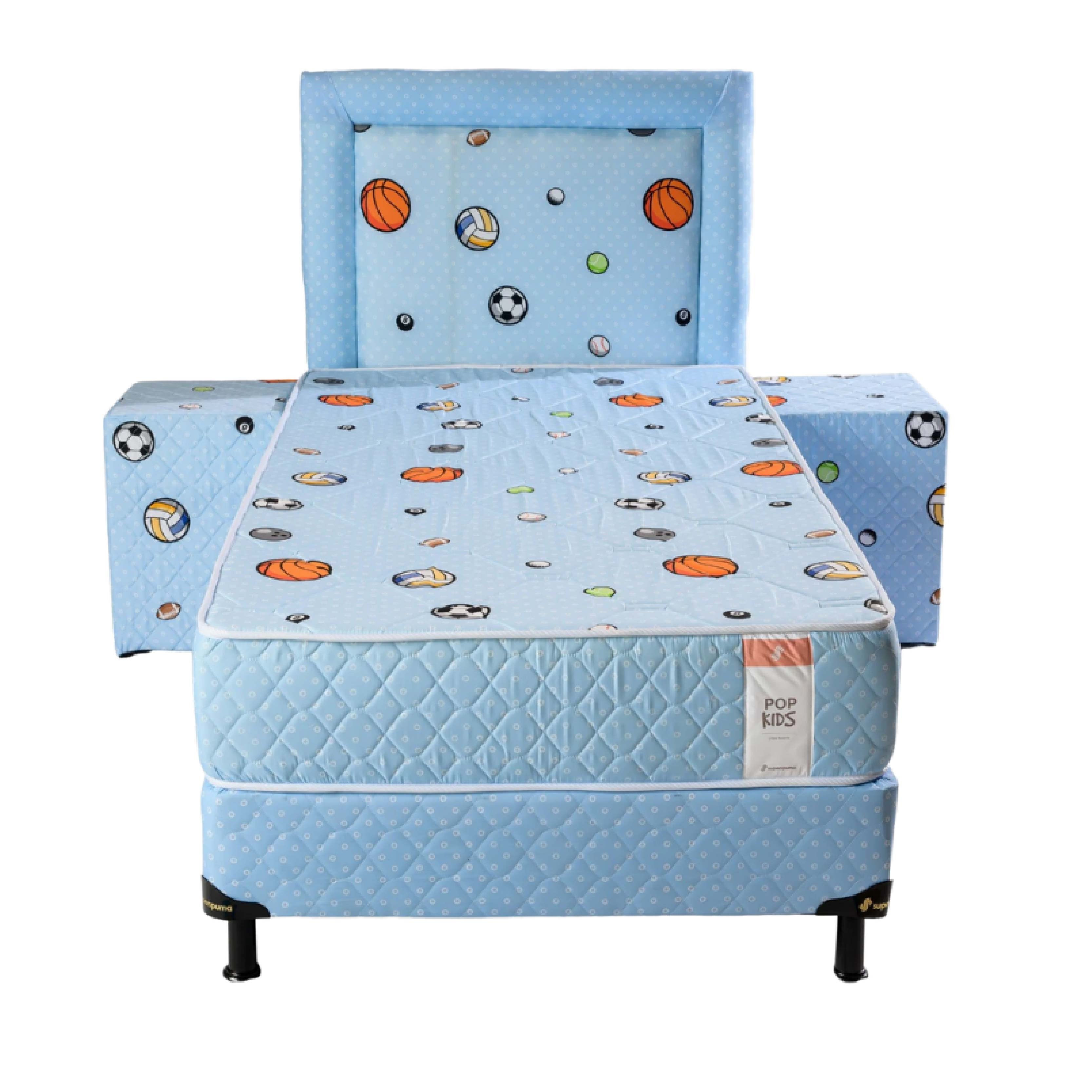 Комбо Superspuma Pop Kids 100x190 (основание + матрас + матрас + матрас), голубое + 1 подушка