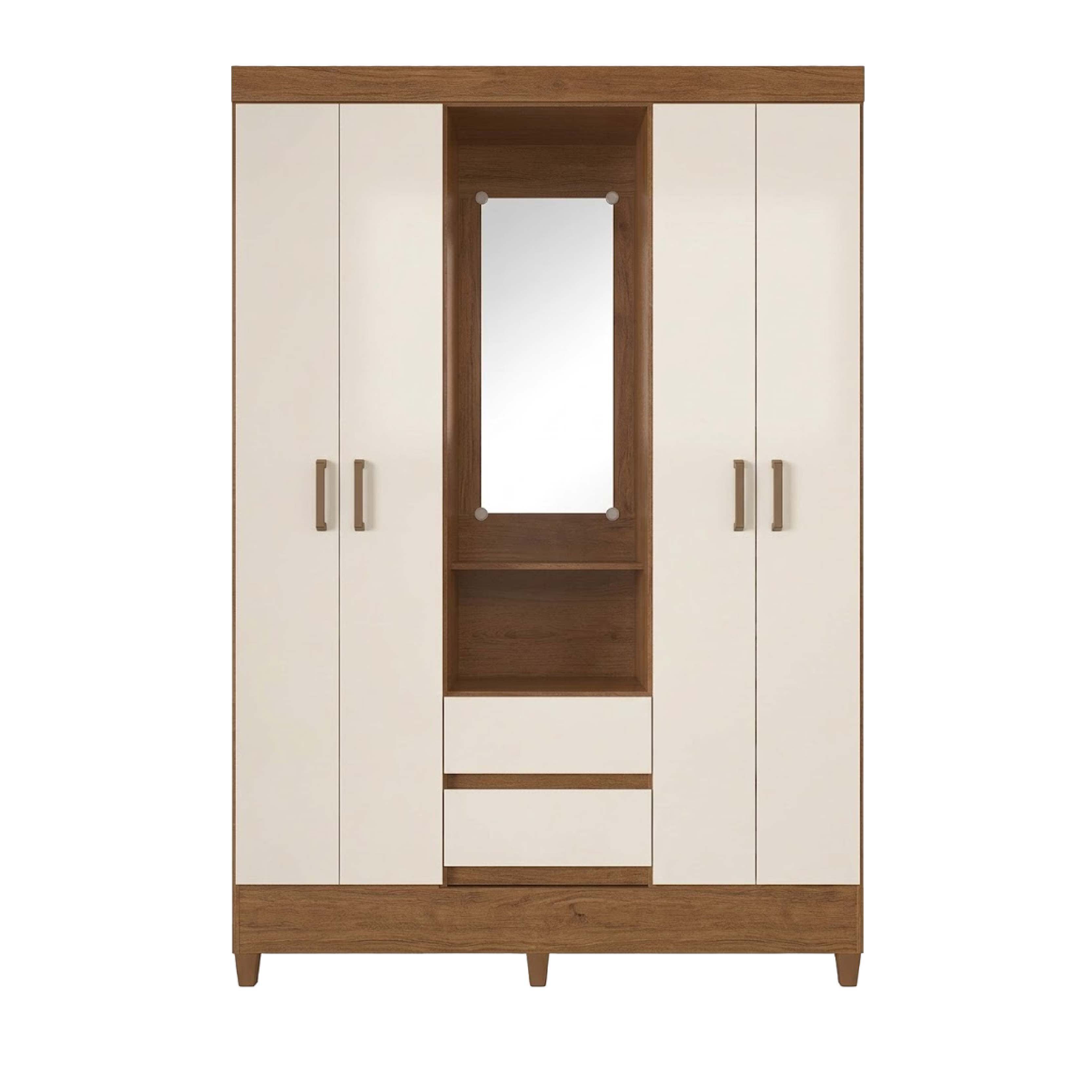 Шкаф Nobile Capelinha Fit 4P/2C, Jeq/off White, с зеркалом