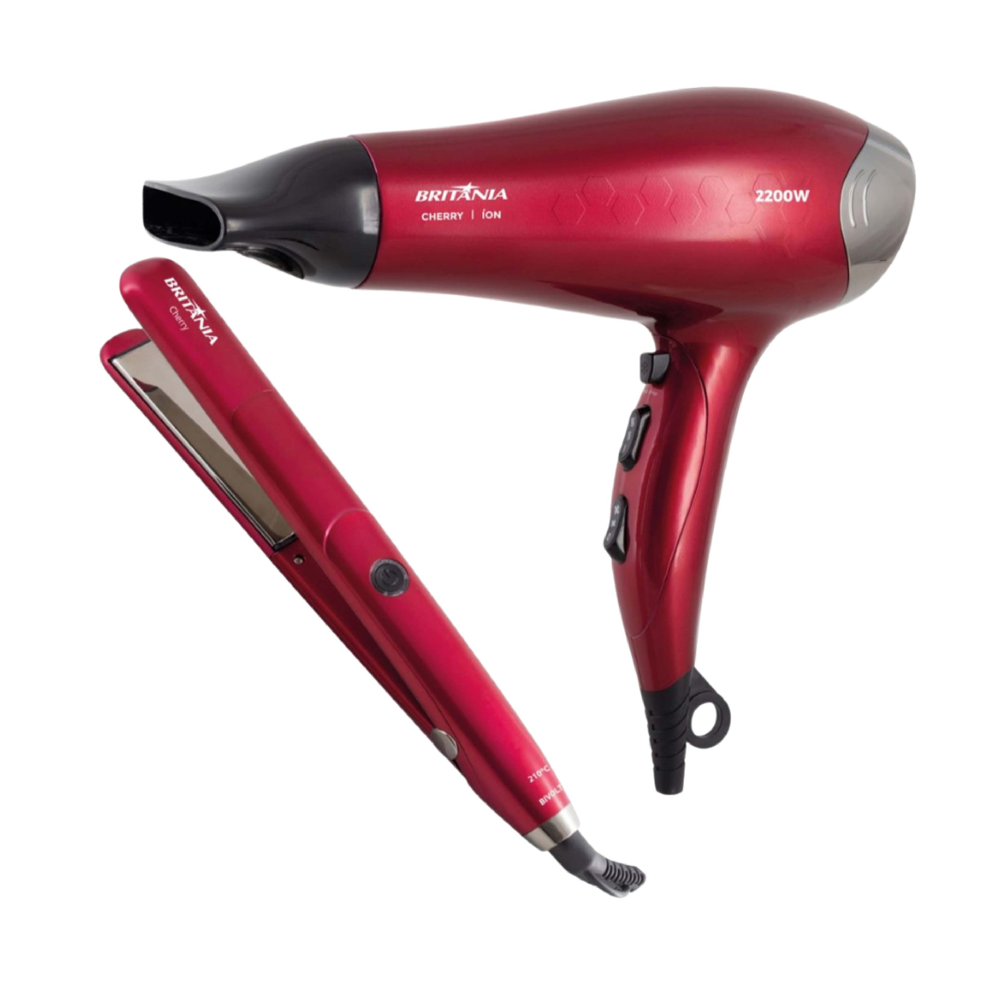 Kit Belleza Britania PKT3250 Cherry (secador+planchita)