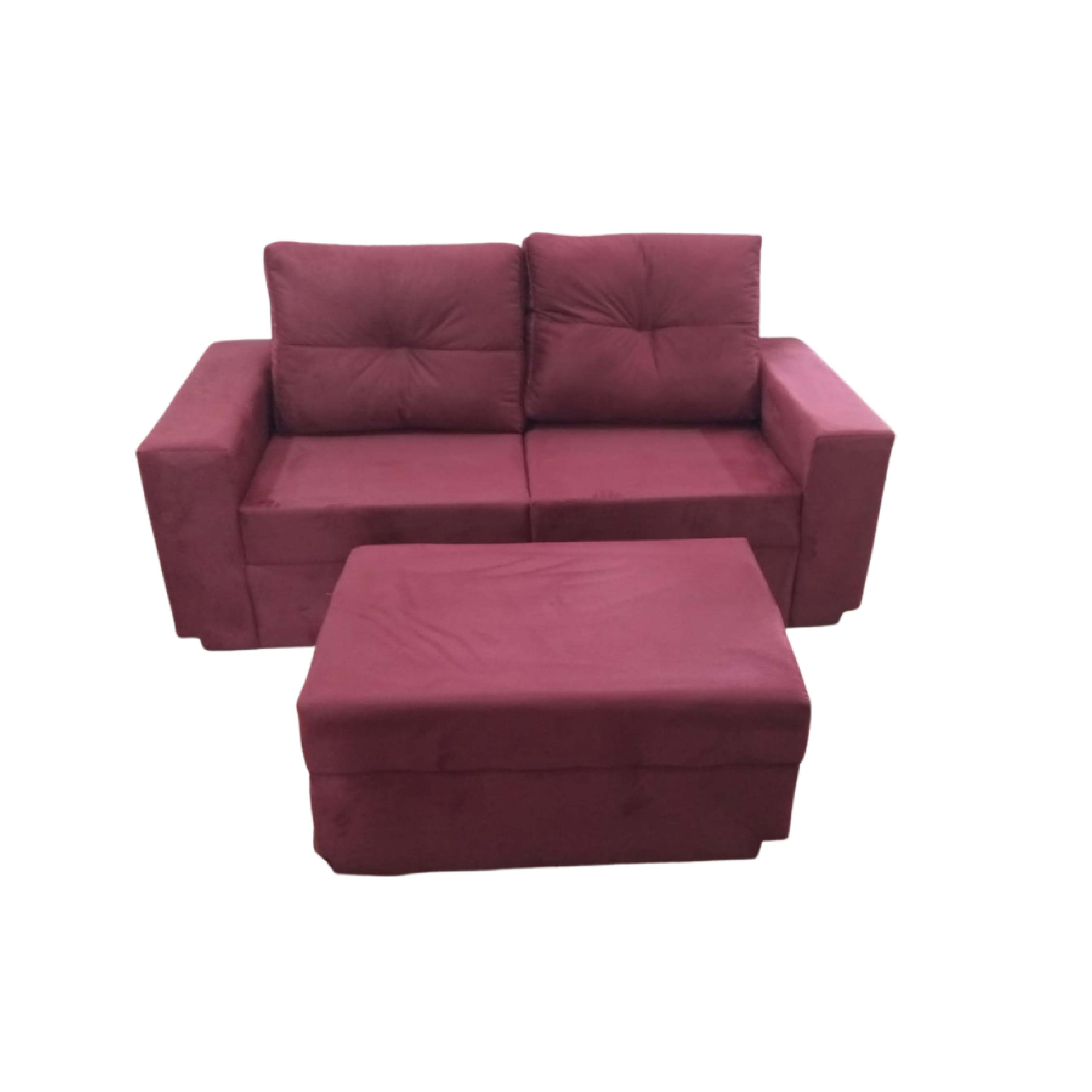 Sofa Confort Maycon 2L+ Puff Bordo