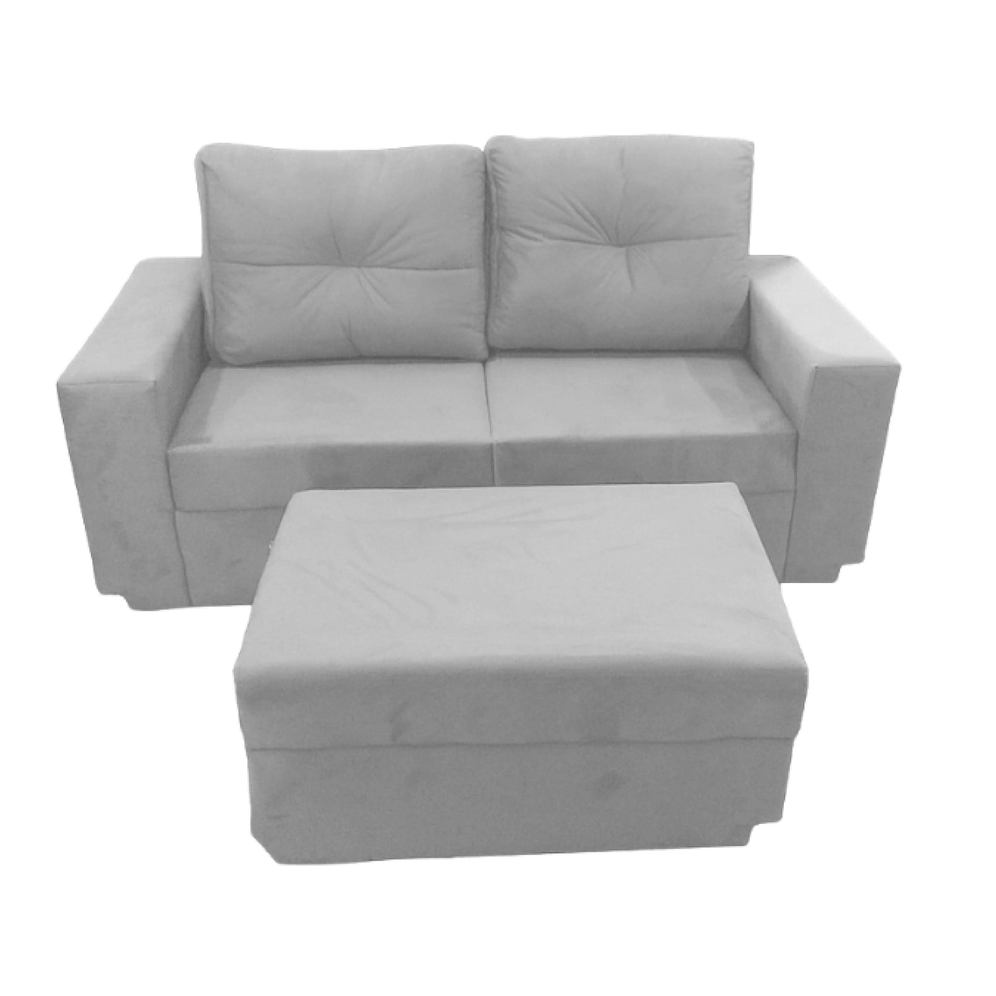 Sofa Confort Maycon 2L+ Puff Gris
