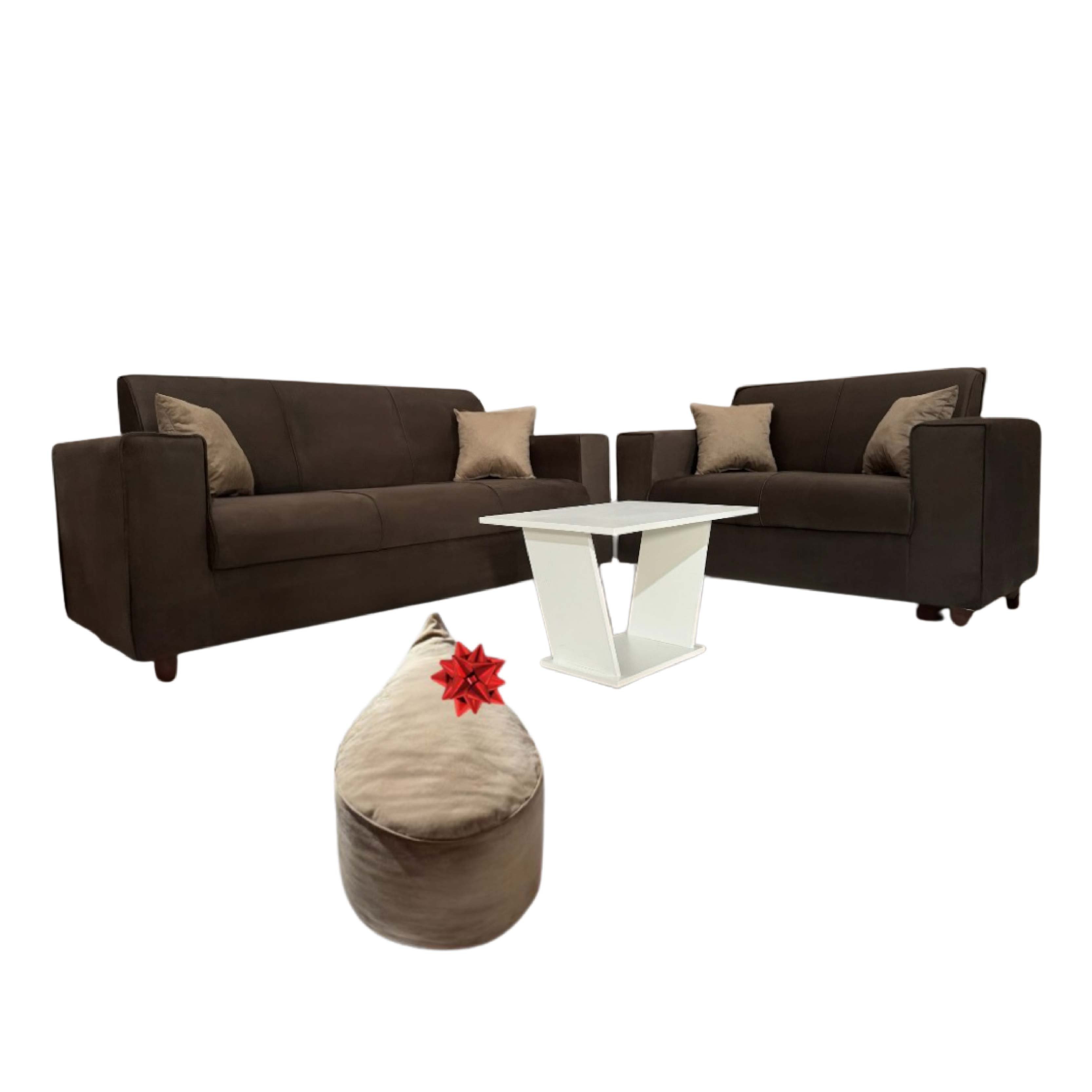 Sofa Unanime Biannca 3L+2L C/m 4ALM+PUFF Marron