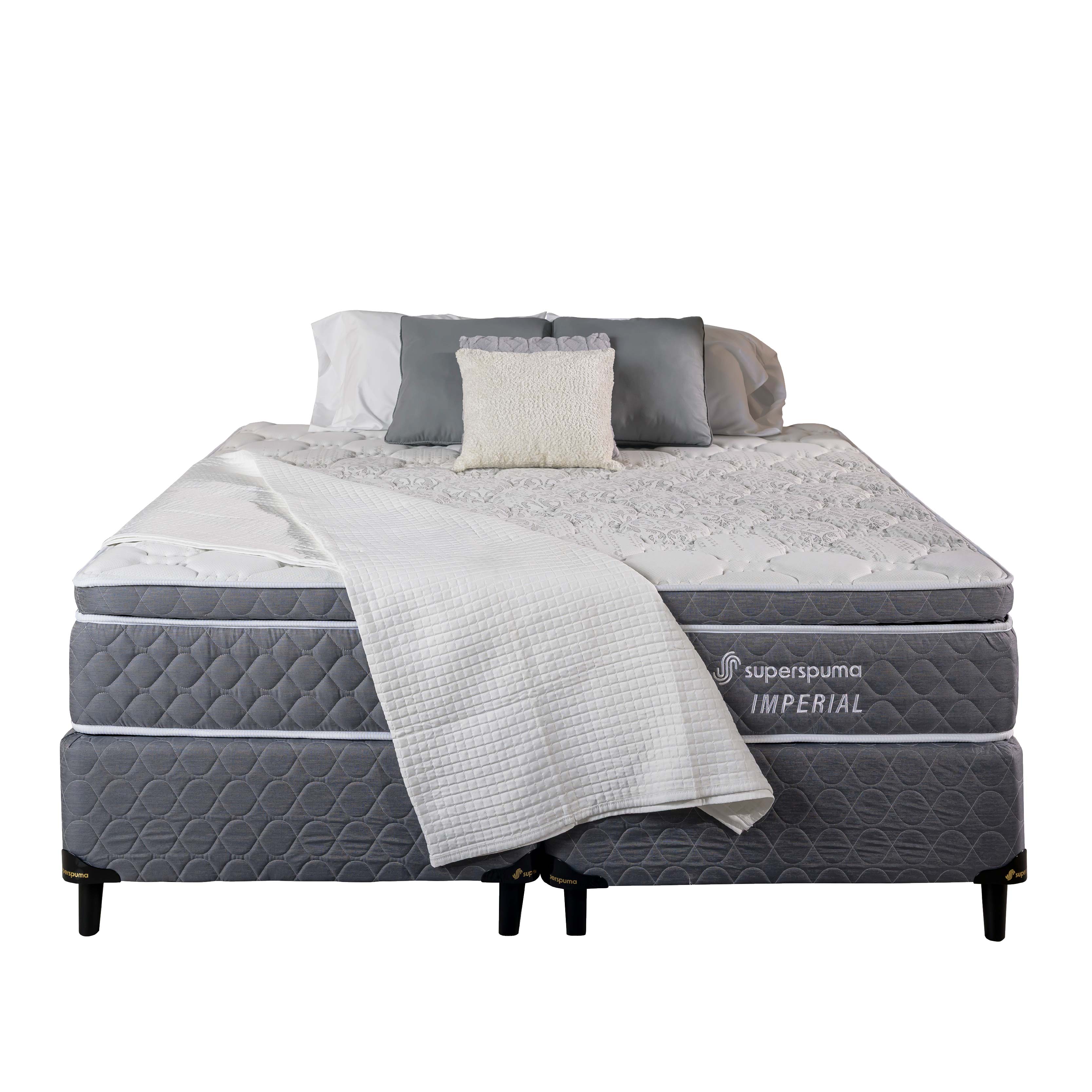 Somier Superspuma Imperial 200X200 (b+c)gris + 2ALMOHADAS