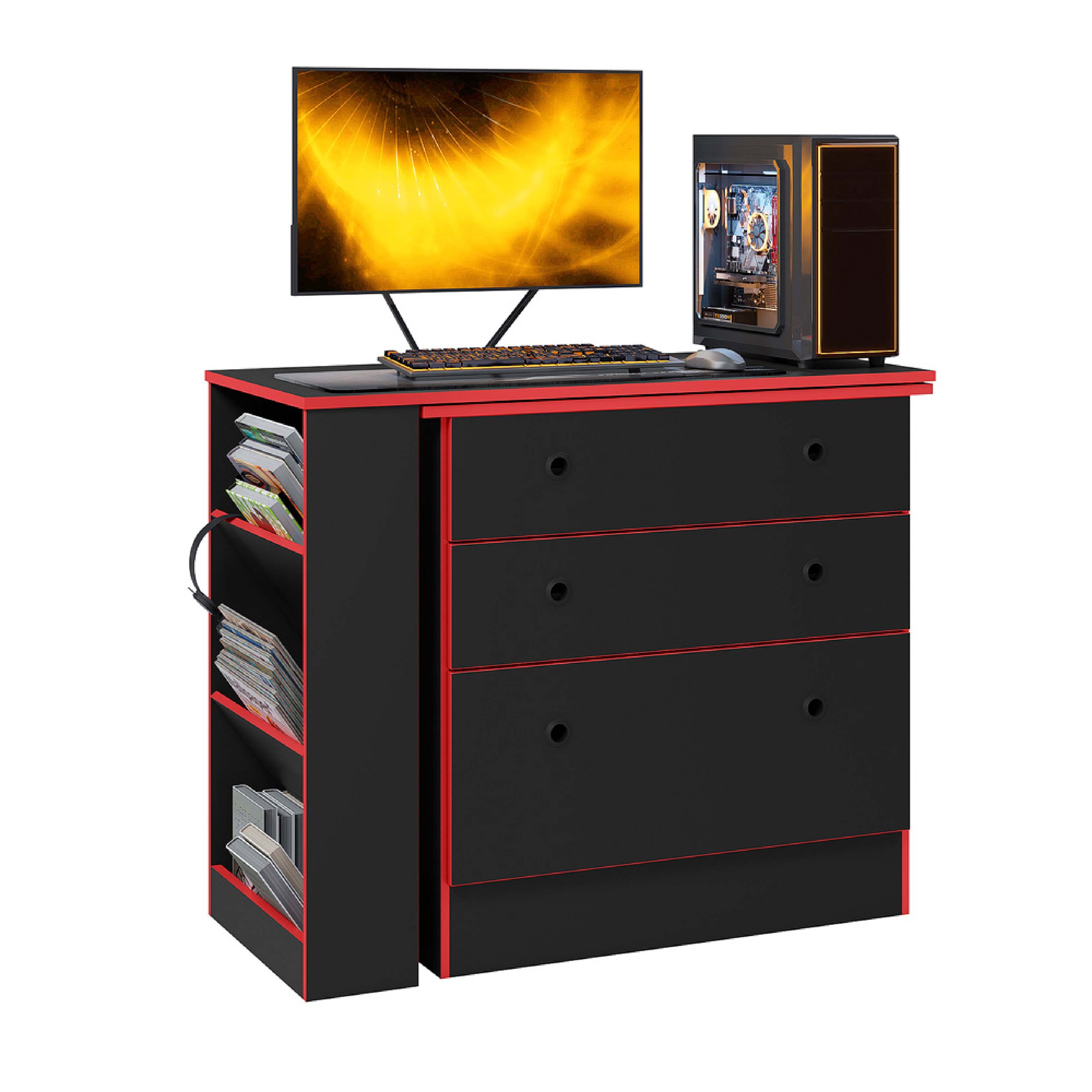 Игровой письменный стол Abba Gamer Gir. 4840, 3 ящика, чёрный/оранжевый