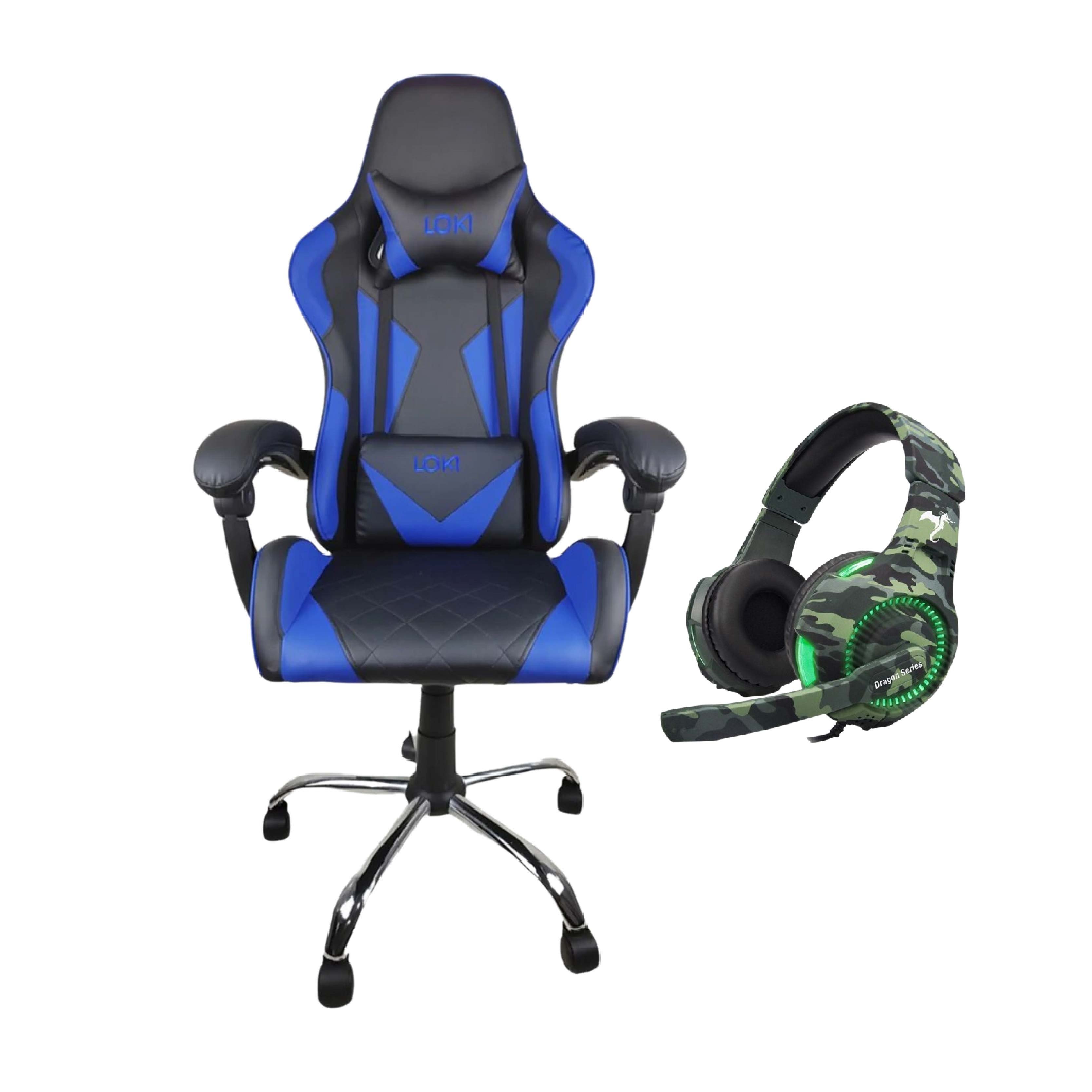 Silla Gamer Empoli EM-G01 Ng/az +auricular Gamer RGA-487 Ve