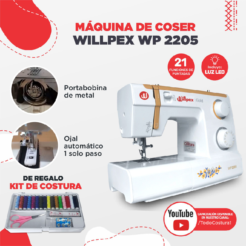 MAQUINA DE COSER WILLPEX GOLD WP2205