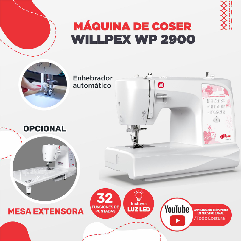 MAQUINA DE COSER WILLPEX FAMILIAR FASHION WP2900